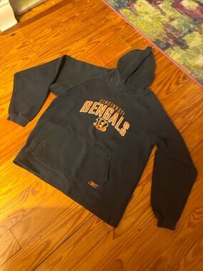 Reebok Black and Orange Cincinnati Bengals Crewneck Hoodie